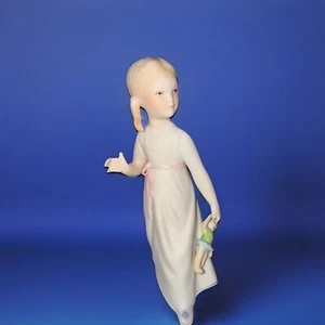 Cybis Porcelain Wendy from Peter Pan, Girl with blue Doll, 6.5" tall, very nice - Picture 1 of 7