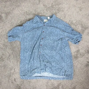 LL Bean Shirt Mens Large Blue  Aztec Print Grandpa Button Up - Picture 1 of 9