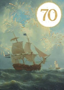 70TH SHIPS DESIGN - Christian/ Religious Birthday Card - Big 5" x 7" Card - Picture 1 of 3