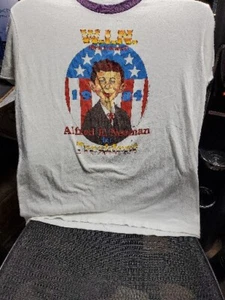 vtg 80s ALFRED E NEUMAN PRESIDENT 1984 MAD MAGAZINE WRITE IN RINGER t-shirt XL - Picture 1 of 10