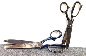 LOT Vintage SCISSORS Wiss 1226 12" & Unmarked Old Upholster Tailor Sail Shear KD - Picture 1 of 8