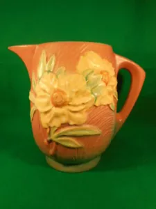 Vintage Roseville Pfingstrose rosa und gelb Getränke Wasserkrug 1326 7 1/2" - Bild 1 von 8