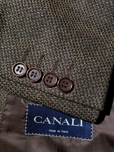 CANALI Full-canvas orange tic weave Check wool Tweed sport Coat Blazer 50 40R - Picture 1 of 8