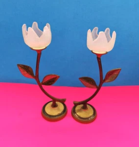 PENCO INDUSTRIES INC. Portacandele in vetro e metallo a forma di fiore di tulipano - Foto 1 di 9