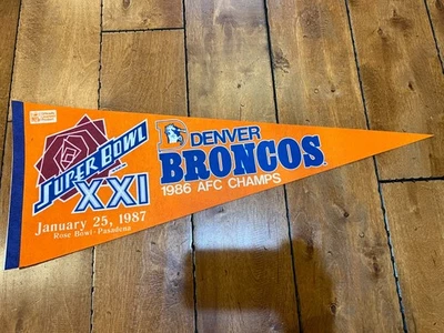 Vintage Super Bowl XXI 1987 Denver Broncos AFC Football Champions Pennant 30" - Image 1 of 4