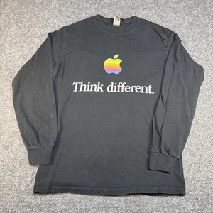 VINTAGE Apple T-Shirt Adult S 00s Mac Macintosh Computer Rainbow Logo Gildan - Picture 1 of 9