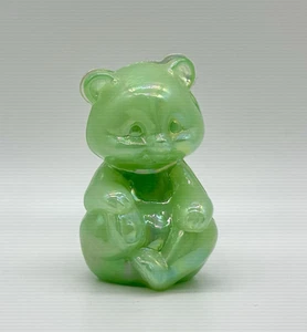 Fenton Jadite Irridized Itty Bitty Bear 2 1/4” Experimental - Picture 1 of 10