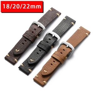 Correa de reloj de cuero 18 mm 20 mm 22 mm correa de reloj de cuero de grano completo italiana premium - Imagen 1 de 15