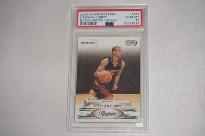 Stephen Curry 2009 Panini Prestige Bonus Shots verde #157 PSA gema como nueva 10 Foto 1 de 4