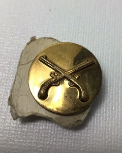 WW2 US Army Military Police Enlisted Stamped Brass Collar Disk WWII Pin # - Picture 1 of 4