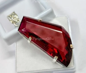 Best Quality 90+ Ct Red Topaz German Silver Solitaire Fancy Cut Gemstone - Picture 1 of 5