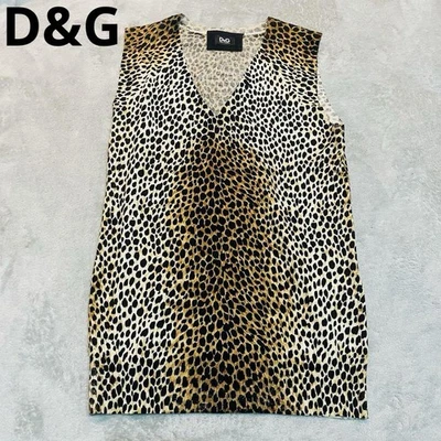 D&G DOLCE&GABBANA Wool V-Neck Knit Top Pullover Vest Brown Size 40 - Image 1 of 4