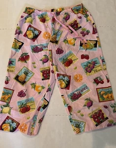 Pantalones de pijama Nick & Nora Capri algodón rosa fruta soporte talla XL EN MUY BUEN ESTADO - Imagen 1 de 5