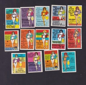 Ensemble  14  étiquette  Allumettes  Allemagne  BN184089  Femme Cabaret Bière - Imagen 1 de 1