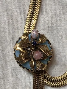 Henkel & Grosse for Schiaparelli Jeweled Butterfly Filagree Slider Necklace 17" - Picture 1 of 4