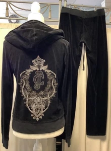 Juicy Couture Velour Straight Leg Low Rise Hose 29 x 33 Reißverschluss Hoodie PS - Bild 1 von 16