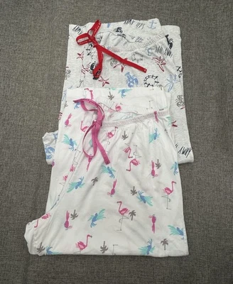 Pantalones Capri Pijama HUE Talla XL, Lote de 2, Estampados Tropicales Foto 1 de 4