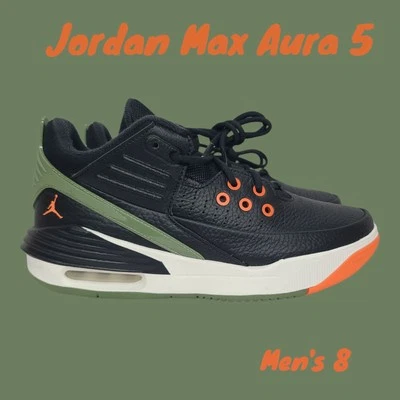 Nike Jordan Max Aura 5 Black Bright Mandarin Sail DZ4353-003 Men's Size 8 NEW - Image 1 of 4