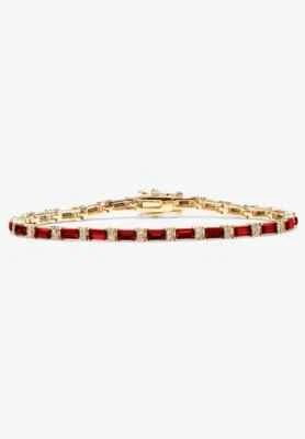Baguette Ruby with diamond Tennis Bracelet/ 14K Gold plated Emerald Bracelet/ Ge - Image 1 of 3