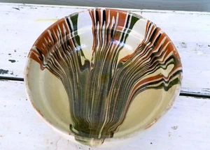 Antiguo cuenco pequeño Jaspe Yellow Ware Francia - Imagen 1 de 3