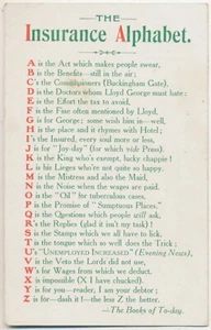 The Insurance Alphabet, humorous postcard - Picture 1 of 1