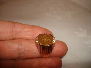 Vintage einzigartige 1945 Dos Pesos Münze 22K Gold 14K Lünette Siegelring Pinky Ring Größe 7 - Bild 1 von 12