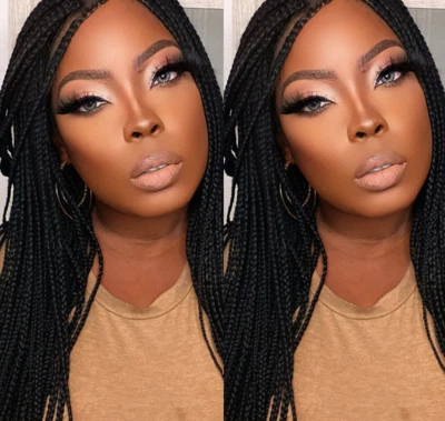 US Long Afro Curly Box hair Braid Wig Black Synthetic Hair Wig for Black Women - Image 1 of 4