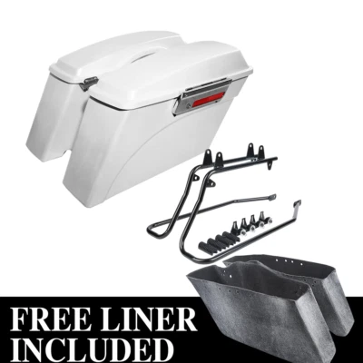 Hard Saddlebags Saddle Bags W/ Brackets For Harley Softail Heritage Deluxe 84-17 - Image 1 of 4