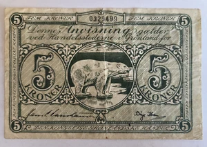 Gronlandia Groenlandia 5 coronas 1945 P18 en muy buen estado - Imagen 1 de 2