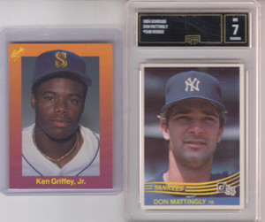 1984 Donruss #248 DON MATTINGLY RC GMA 7 and 1989 Classic KEN GRIFFEY JR. Rookie