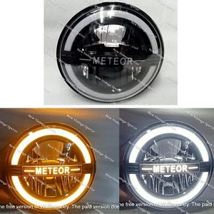 Faro a led adatto per Royal Enfield Meteor 350cc con cerchio esterno nero - Foto 1 di 11