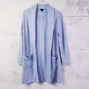 Talbots Womens Medium Open Front Long Knit Cardigan Blue Patch Pockets - Picture 1 of 7