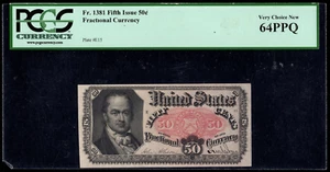 50 CENTS FR. 1381 FIFTH ISSUE FRACTIONAL CURRENCY PCGS 64 PPQ SHARP NOTE! - Picture 1 of 3