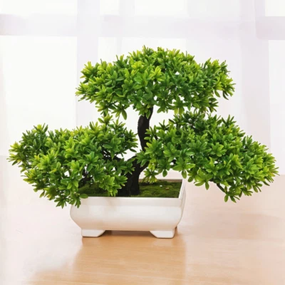 1 pieza Plantas Bonsai Artificiales Pequeño Árbol Maceta Decoración Plantas Falsas para Mesa Oficina Foto 1 de 4