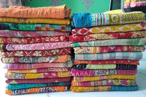 INDIAN VINTAGE WHOLESALE LOT 10 KANTHA BLANKET THROW QUILT HIPPY BOHEMIAN Quilts - Picture 1 of 9