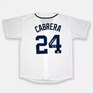 Miguel Cabrera Tigers Signed "3000 Hit 500 HR" Pro Style White Jersey JSA - Picture 1 of 2