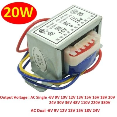 EI57 20W/VA Power Transformer 110V/220V To 6V/9V/12V/15V/18V/24V AC Single/Dual - Image 1 of 4