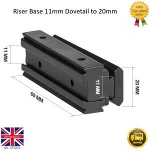 11mm Dovetail to 20mm Weaver Picatinny Rail-Tactical Scope Mounts Riser Base - Picture 1 of 5
