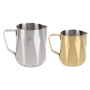Milk Frothing Pitcher 304 Stainless Steel Professional Pointed Spouted Rhombu FF - Picture 1 of 28