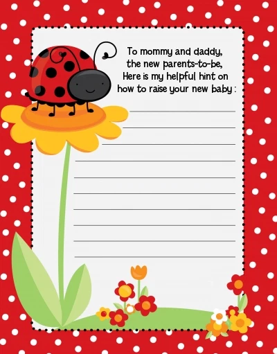 Modern Ladybug Red - Baby Shower Notes of Advice for Mom - Set of 12 — 第 1/1 张图片