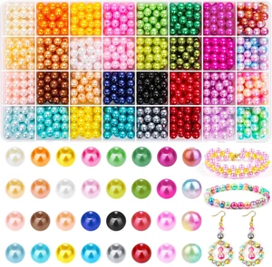Pearl Beads for Jewelry Making, 8MM 32Colors round Pearls Beads with Holes, 1000 - Picture 1 of 7