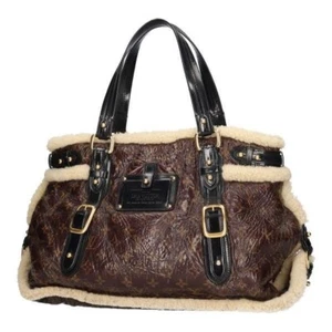 LOUIS VUITTON M95573 Thunder Monogram Shearling Boa Mouton Tote Bag LV Auth JP - Picture 1 of 9