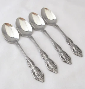 Oneida Renoir Pembrooke Teaspoons Stainless SSS Glossy USA Floral Set of Four - Picture 1 of 4