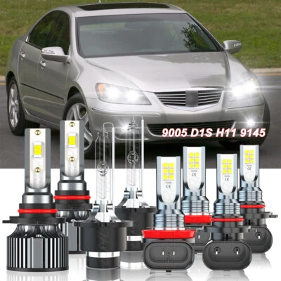 Fit Acura RL 2005-2012 -8PCS Front LED / HID Headlights Daytime Fog Light Bulbs - Image 1 of 4