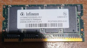 Infineon 256MB DDR PC2700S-2533-0-A1 333MHz CL2.5 Memory HYS64D32020HDL-6-C - Picture 1 of 2