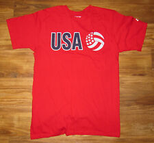 USA Volleyball Mens Short-Sleeve T-shirt, Adidas Tee, Red, Cotton, Size M, NEW