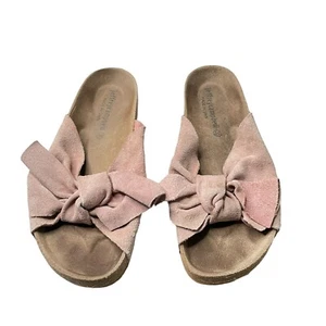 Jeffrey Campbell Pink Suede Bow Cork Slides Sandals Size 8.5 US 39 EU - Picture 1 of 8