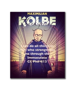†St. Maximilian M. Kolbe – Book: SAINT OF AUSCHWITZ – Catholic Comic - Picture 1 of 2