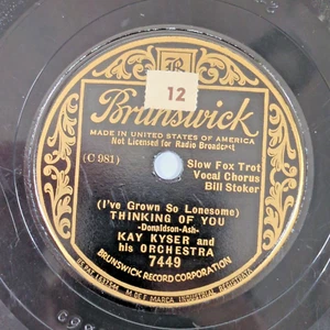Kay Kyser 78RPM Thinking Of You & If My Love Could Talk 1928 Brunswick #7449RARE - Foto 1 di 19