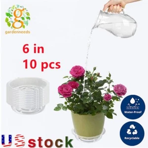 10 Pack 6in Clear Plastic Plant Saucer Drip Trays Plate Dish Fit for Pot Durable - Picture 1 of 8